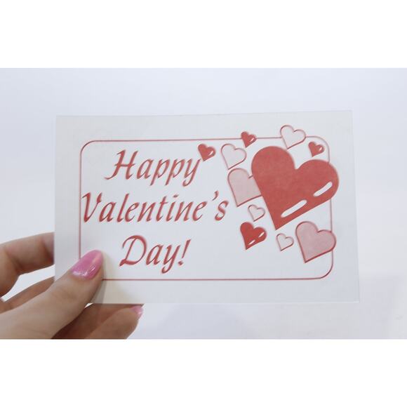 Happy Valentine's Day, Red Hearts, Valentine Card, White-Red, Postcard, Color - Picture 1 of 2